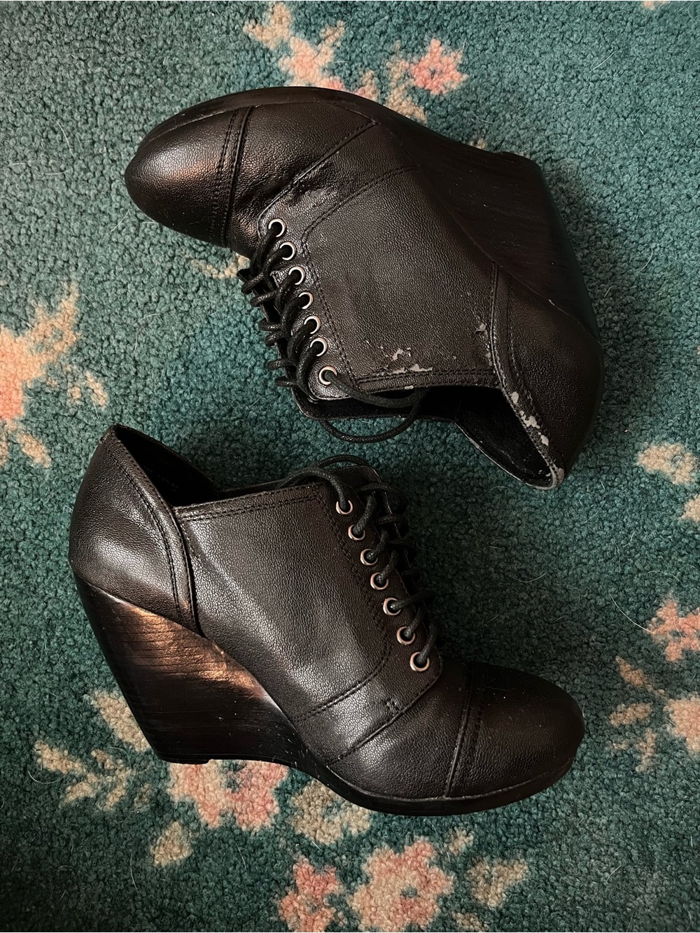 Aldo black wedge boot heels